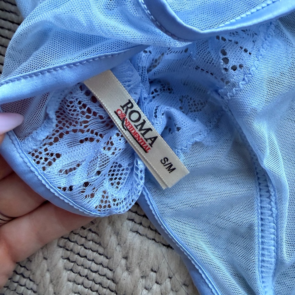 NWT Roma Confidential Lace Halter Bodysuit – Light Blue – Size S/M - Picture 4 of 5